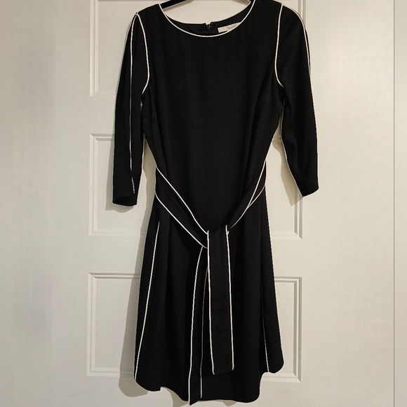 Boden Women's Black Dress with White Piping sz 10 - Picture 1 of 8